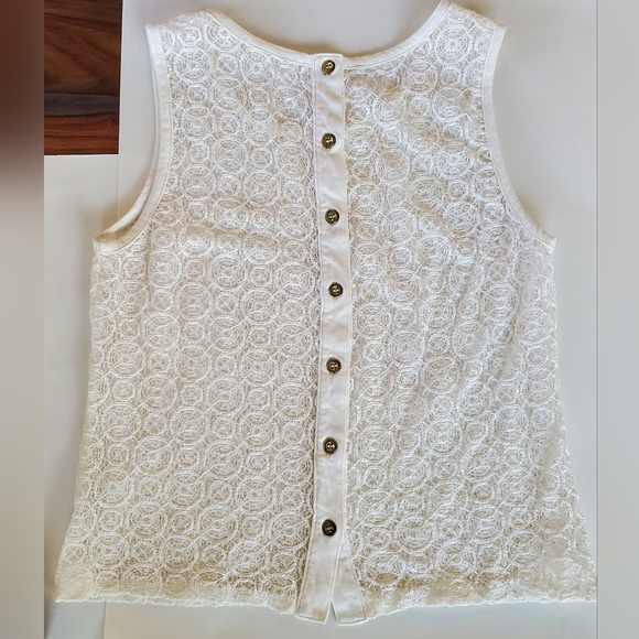 Lace Shirt, Ladies Small, See Through, Buttons Down the Back, Ivory - Picture 5 of 6